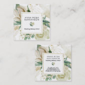 *~* Floral Muted Waterverf Gold Outline Vierkante Visitekaartje (Voorkant / Achterkant)