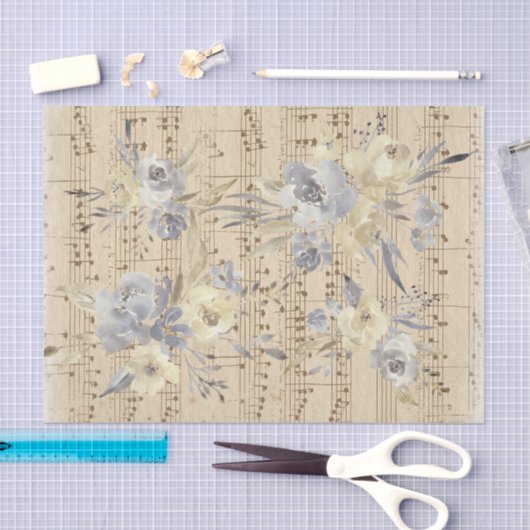 floral  muziekblad tissuepapier (Craft)