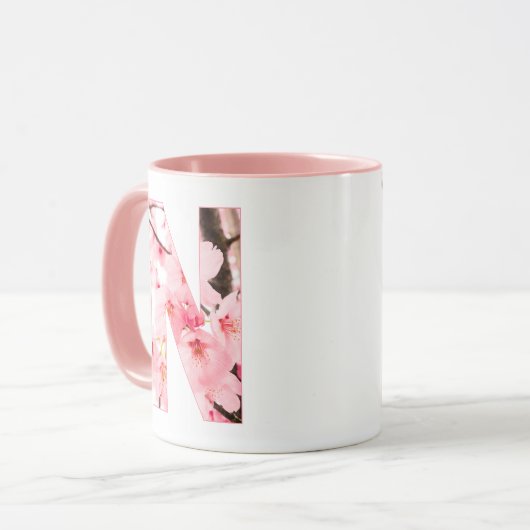 Floral N Initial Mug | Personalized Name & Traits Mok (Voorkant links)