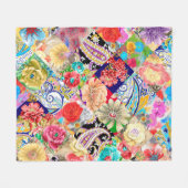 Floral naadloos bloeiend witte bloemen Bot Fleece Deken (Voorkant (Horizontaal))