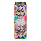 Floral naadloos bloeiend witte bloemen Bot Thermosbeker (Achterkant)