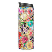 Floral naadloos bloeiend witte bloemen Bot Thermosbeker (Geroteerd rechts)