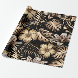 Floral naadloos met bladeren. tropische rug cadeaupapier