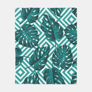 Floral naadloos met bladeren. tropische rug fleece deken