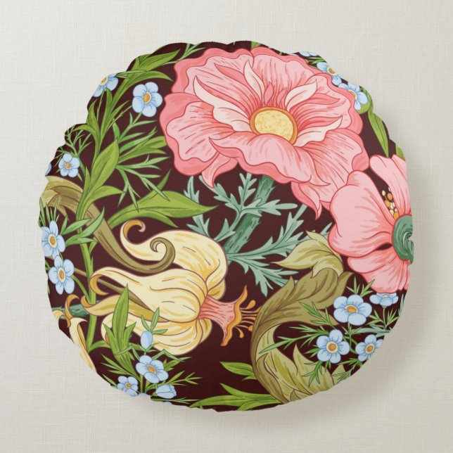 Floral naadloos patroon, achtergrond met in art. rond kussen (Voorkant)