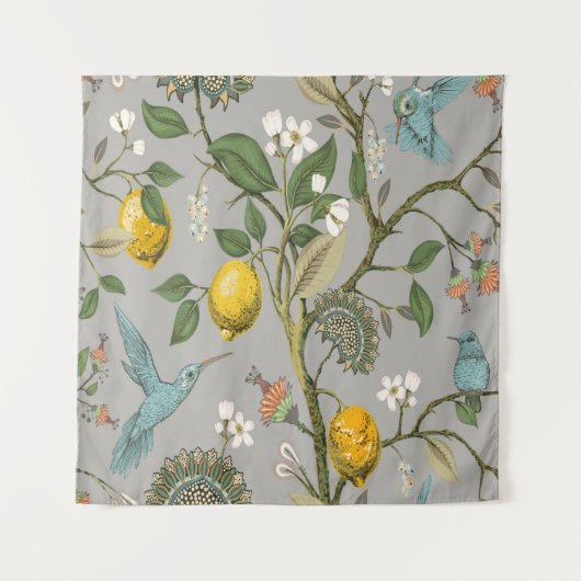 Floral  naadloos patroon. Botanische wand Wandkleed (Voorkant)