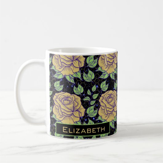 Floral naadloos patroon grote bloem gepersonalisee koffiemok (Links)