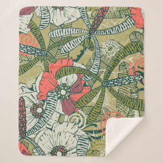 Floral naadloos patroon met schattige planten. sherpa deken