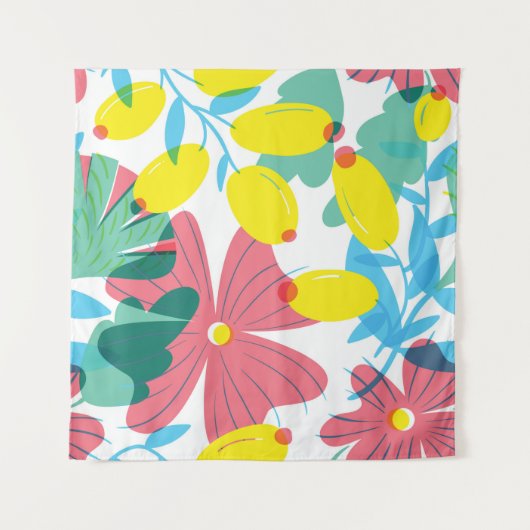 Floral naadloos patroon met tranparency elementen. wandkleed (Voorkant)