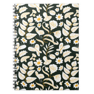 Floral naadloos patroon met vlinders en insecten. notitieboek