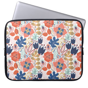 Floral naadloos patroon op wit. Abstracte achtergr Laptop Sleeve