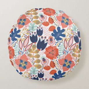 Floral naadloos patroon op wit. Abstracte achtergr Rond Kussen