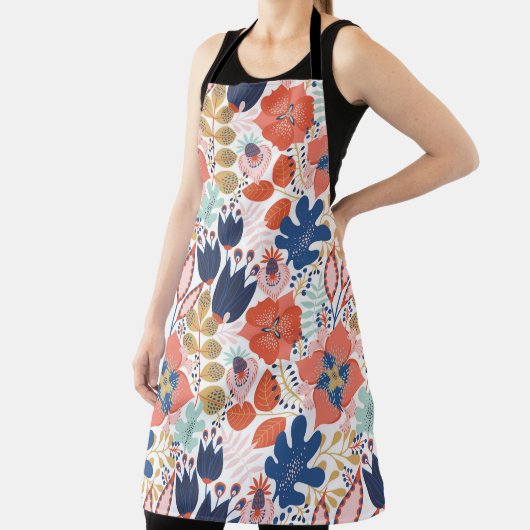 Floral naadloos patroon op wit. Abstracte achtergr Schort (Insitu)