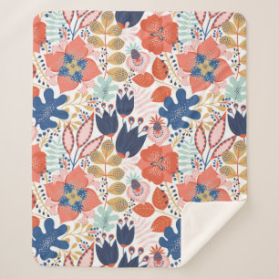 Floral naadloos patroon op wit. Abstracte achtergr Sherpa Deken