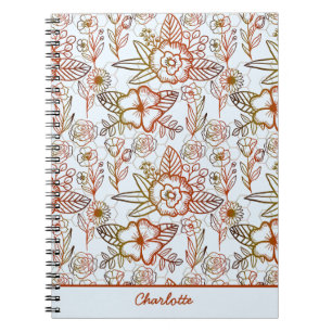 Floral naadloos patroon oranje gepersonaliseerde n notitieboek