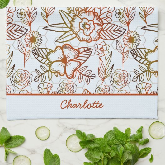 Floral naadloos patroon oranje gepersonaliseerde n theedoek (Gevouwen)