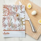 Floral naadloos patroon oranje gepersonaliseerde n theedoek (Quarter Fold)