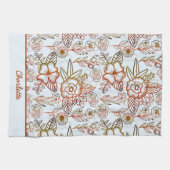 Floral naadloos patroon oranje gepersonaliseerde n theedoek (Horizontaal)