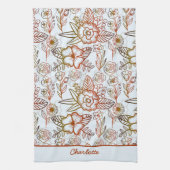 Floral naadloos patroon oranje gepersonaliseerde n theedoek (Verticaal)