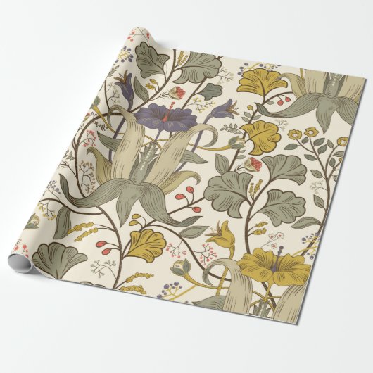  Floral  naadloos patroon. Retro pla Cadeaupapier (Uitgerold)