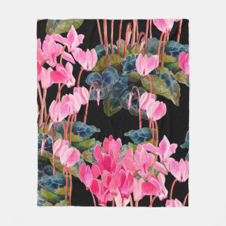Floral naadloos patroon. Roze cyclamen, geïsoleerd Fleece Deken