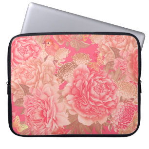 Floral naadloos patroon. Tuinbloemen roze peoni Laptop Sleeve
