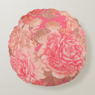 Floral naadloos patroon. Tuinbloemen roze peoni Rond Kussen