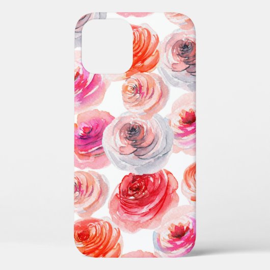 Floral naadloos patroon van waterverf rood, wit en Case-Mate iPhone case (Achterkant)