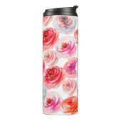 Floral naadloos patroon van waterverf rood, wit en thermosbeker (Gedraaid links)