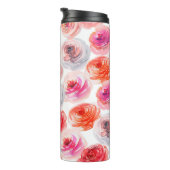 Floral naadloos patroon van waterverf rood, wit en thermosbeker (Geroteerd rechts)