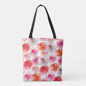 Floral naadloos patroon van waterverf rood, wit en tote bag (Achterkant)