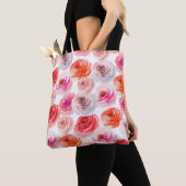 Floral naadloos patroon van waterverf rood, wit en tote bag (Dichtbij)