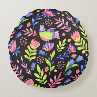 Floral naadloos patroonontwerp. Lentbloemen en -bl Rond Kussen