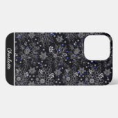Floral naadloze galaxy gepersonaliseerde naam iPhone hoesje (Achterkant horizontaal)