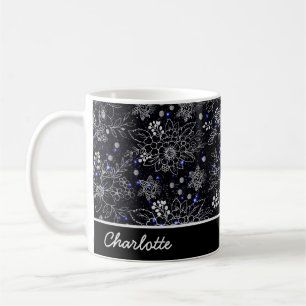 Floral naadloze galaxy gepersonaliseerde naam koffiemok