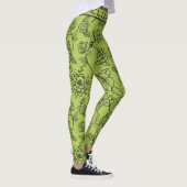 Floral naadloze groene bg, gepersonaliseerde naam leggings (Rechts)