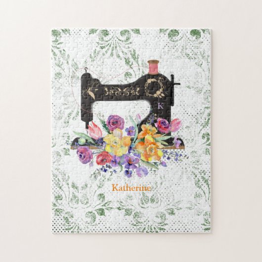 Floral  naaigmachine, speciaal aangepast legpuzzel (Verticaal)