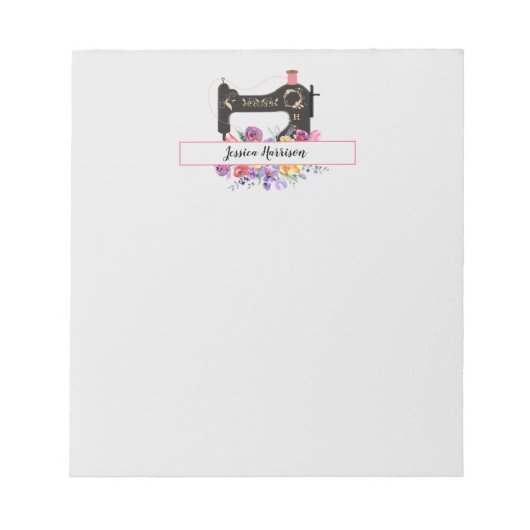 Floral  naaigmachine, speciaal aangepast notitieblok (Voorkant)