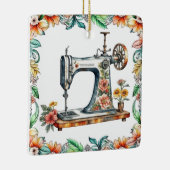  Floral  Naaimachine Kerst Keramisch Ornament (Rechts)