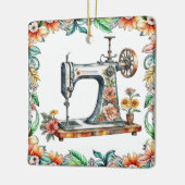  Floral  Naaimachine Kerst Keramisch Ornament (Links)
