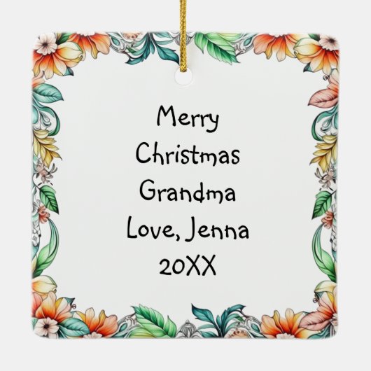  Floral  Naaimachine Kerst Keramisch Ornament (Achterkant)