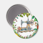  Floral  Naaimachine Kerst Magneet (Voorkant / Achterkant)