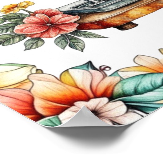  Floral  naaimachine Poster (Hoek)