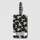Floral naam bagagelabel (Voorkant (verticaal))
