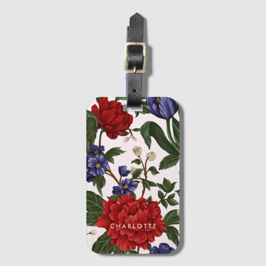 Floral naam bagagelabel (Voorkant (verticaal))