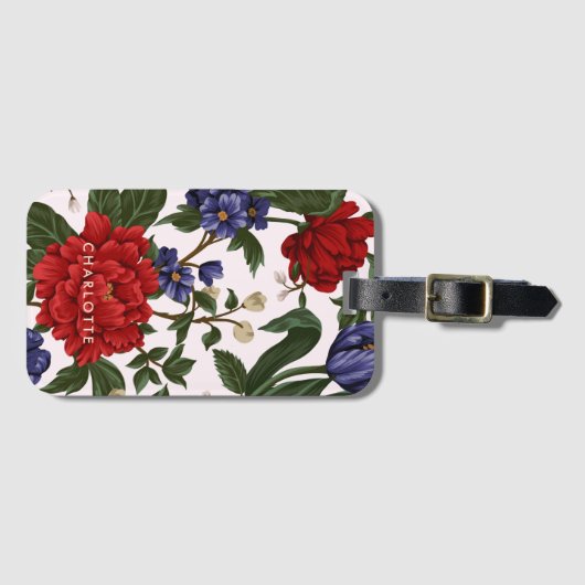 Floral naam bagagelabel (Voorkant (horizontaal))