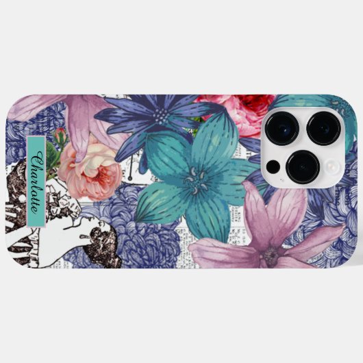 Floral naam Case-Mate iPhone Case (Achterkant (horizontaal))