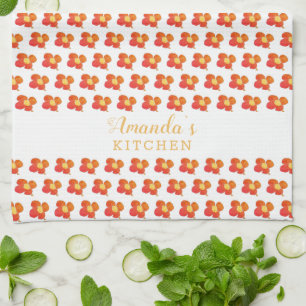Floral naam rode Oranje fluitpatroon Theedoek