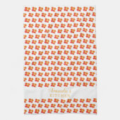 Floral naam rode Oranje fluitpatroon Theedoek (Verticaal)