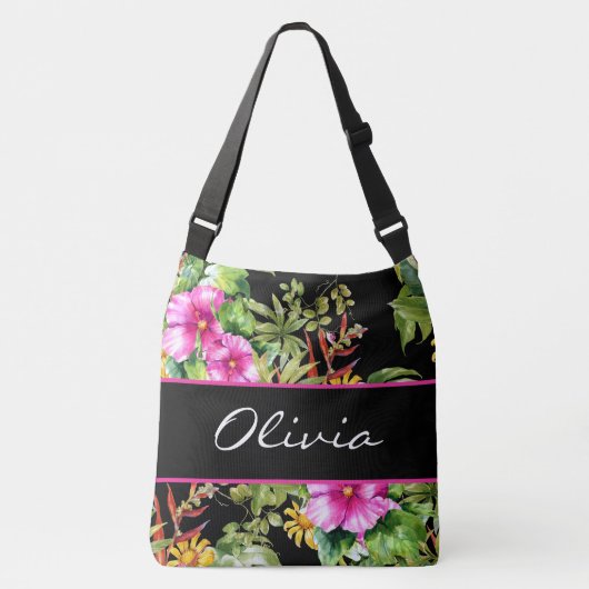 Floral naam tropische kleuren crossbody tas (Voorkant)